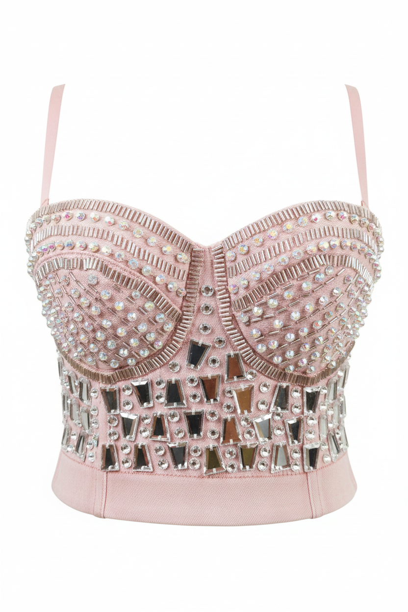 Pink Crystal Bustier - Front Close-up
