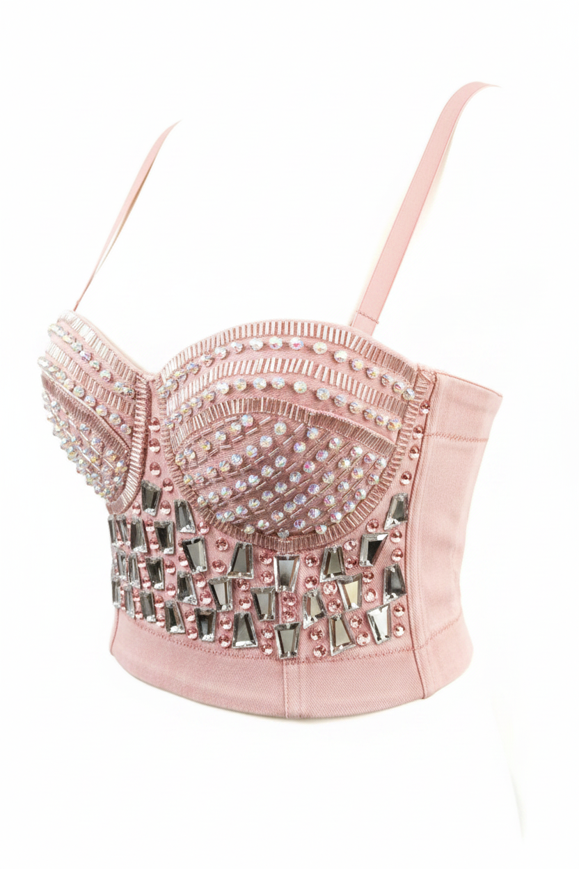 Pink Crystal Bustier - Side Angle View