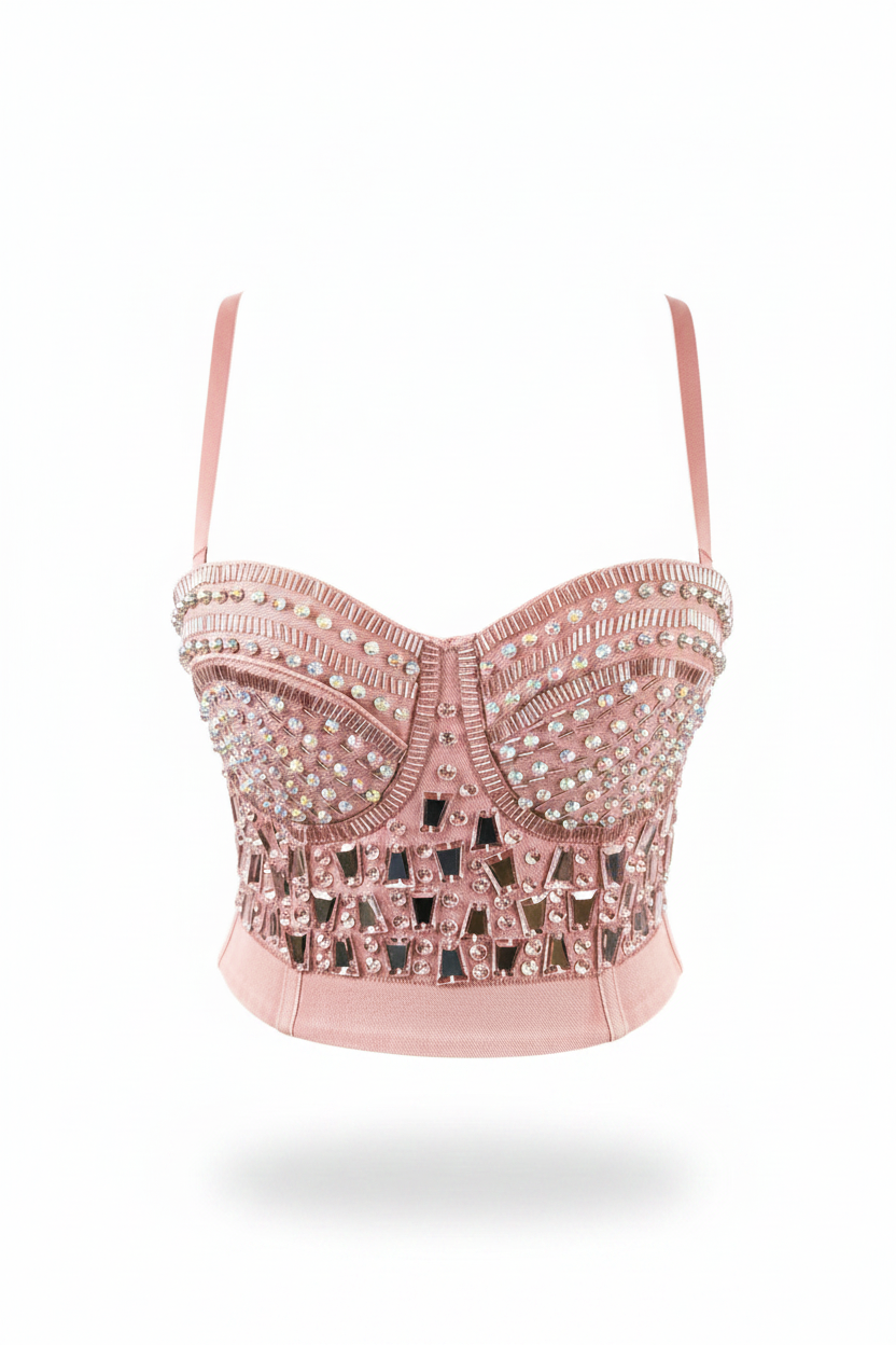 Pink Crystal Corset Top - Ghost Mannequin
