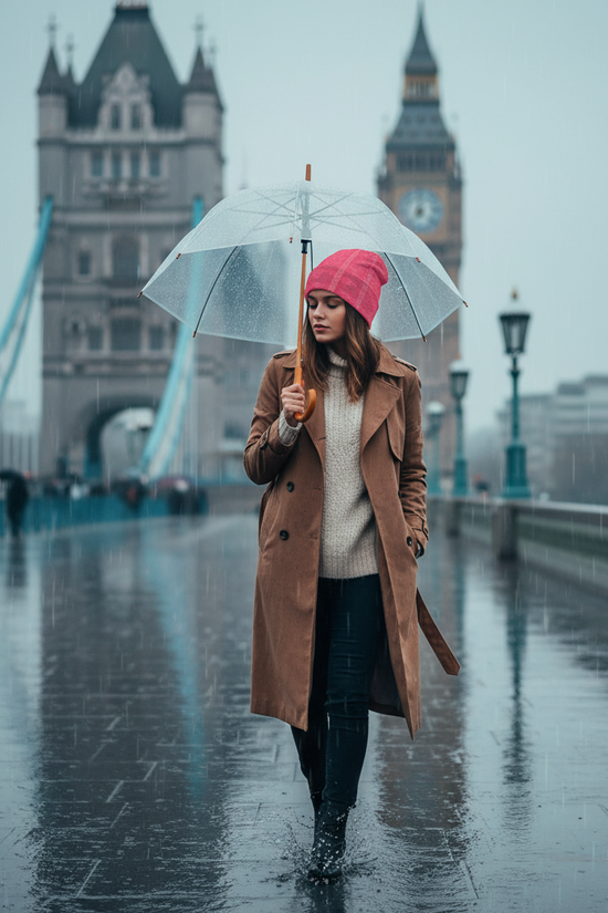 Pink Floral Knitted Hat - London Bridge