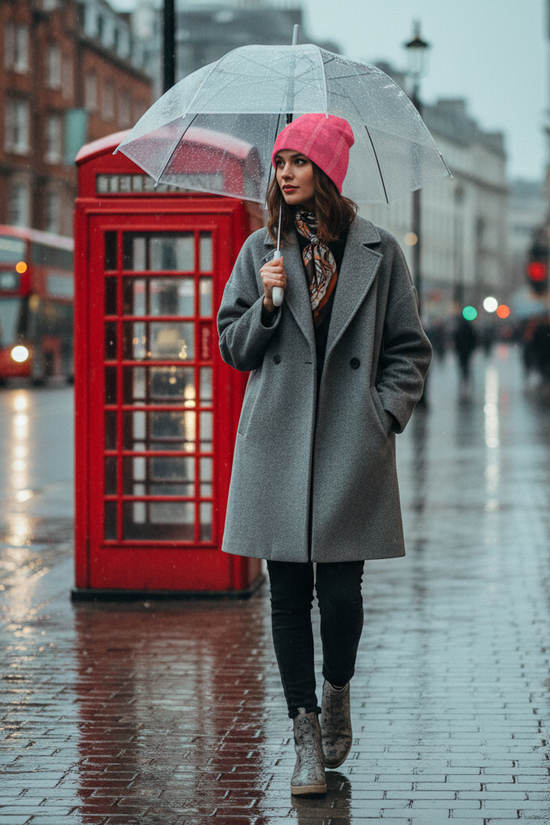 Pink Floral Knitted Hat - London Street
