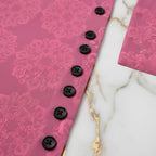 Pink floral shirt with black button placket, modern women’s fashion at Ivorynn