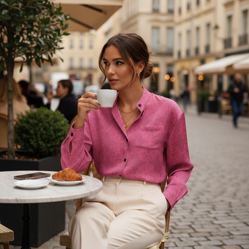 Pink Floral Shirt Café Seating