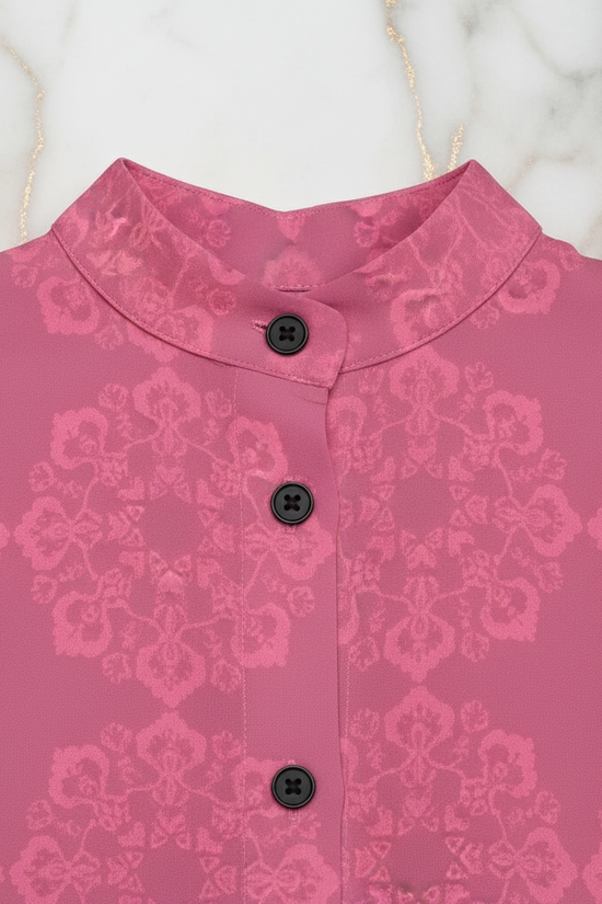 Pink Floral Shirt - Collar Detail