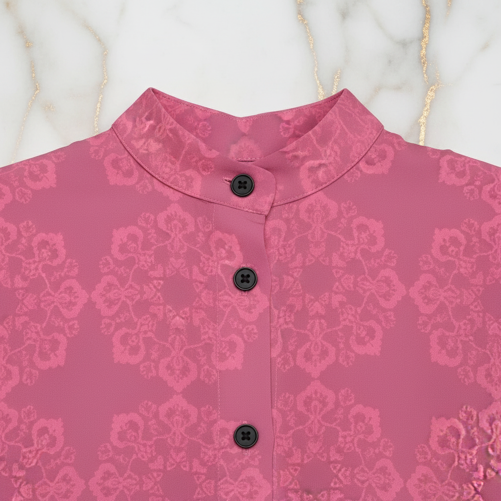 Pink Floral Shirt - Collar Detail