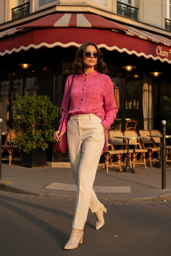 Pink Floral Shirt Walking Shot
