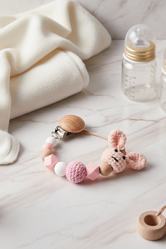 Pink Pacifier Clip Image 1