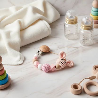 Pink Pacifier Clip Image 1