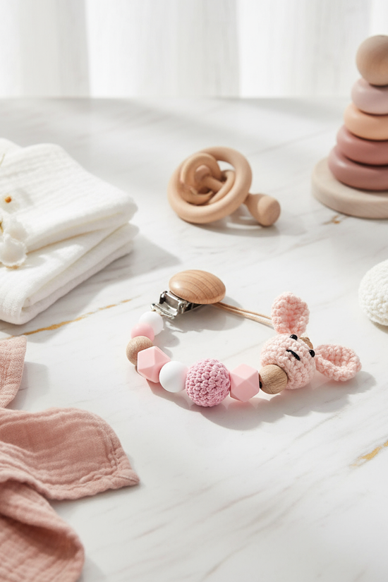 Pink Pacifier Clip Image 2