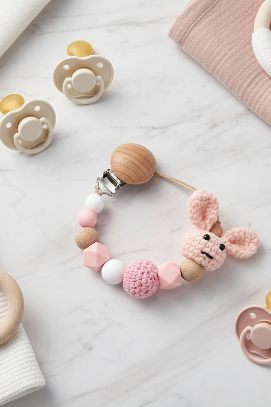 Pink Pacifier Clip Image 3
