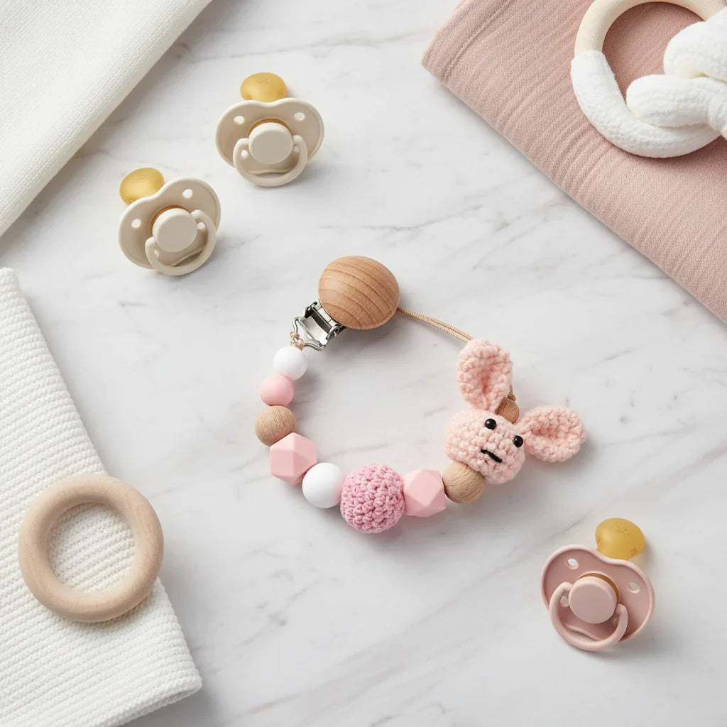 Pink Pacifier Clip Image 3