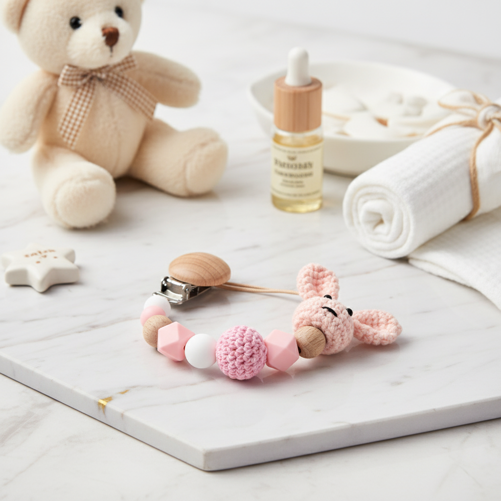 Pink Pacifier Clip Image 4