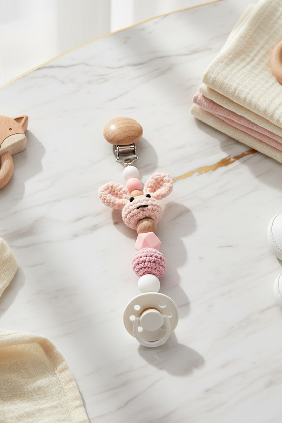 Pink Pacifier Clip with Pacifier 2