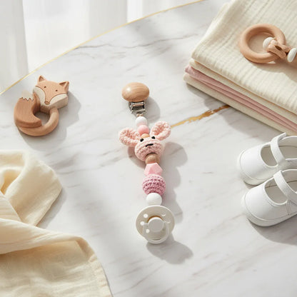 Pink Pacifier Clip with Pacifier 2