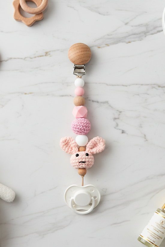 Pink Pacifier Clip with Pacifier 3