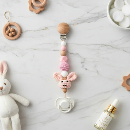 Pink Pacifier Clip with Pacifier 3