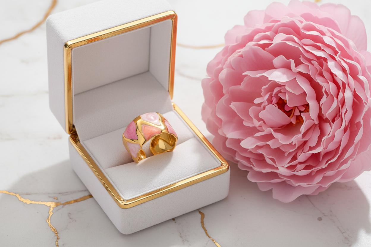 Pink Ring Box 45 Angle