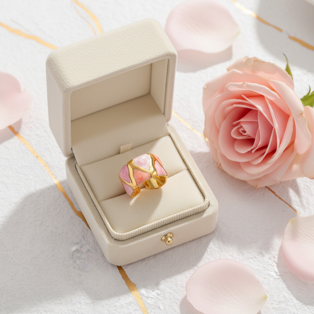 Pink Ring Box Flat Lay