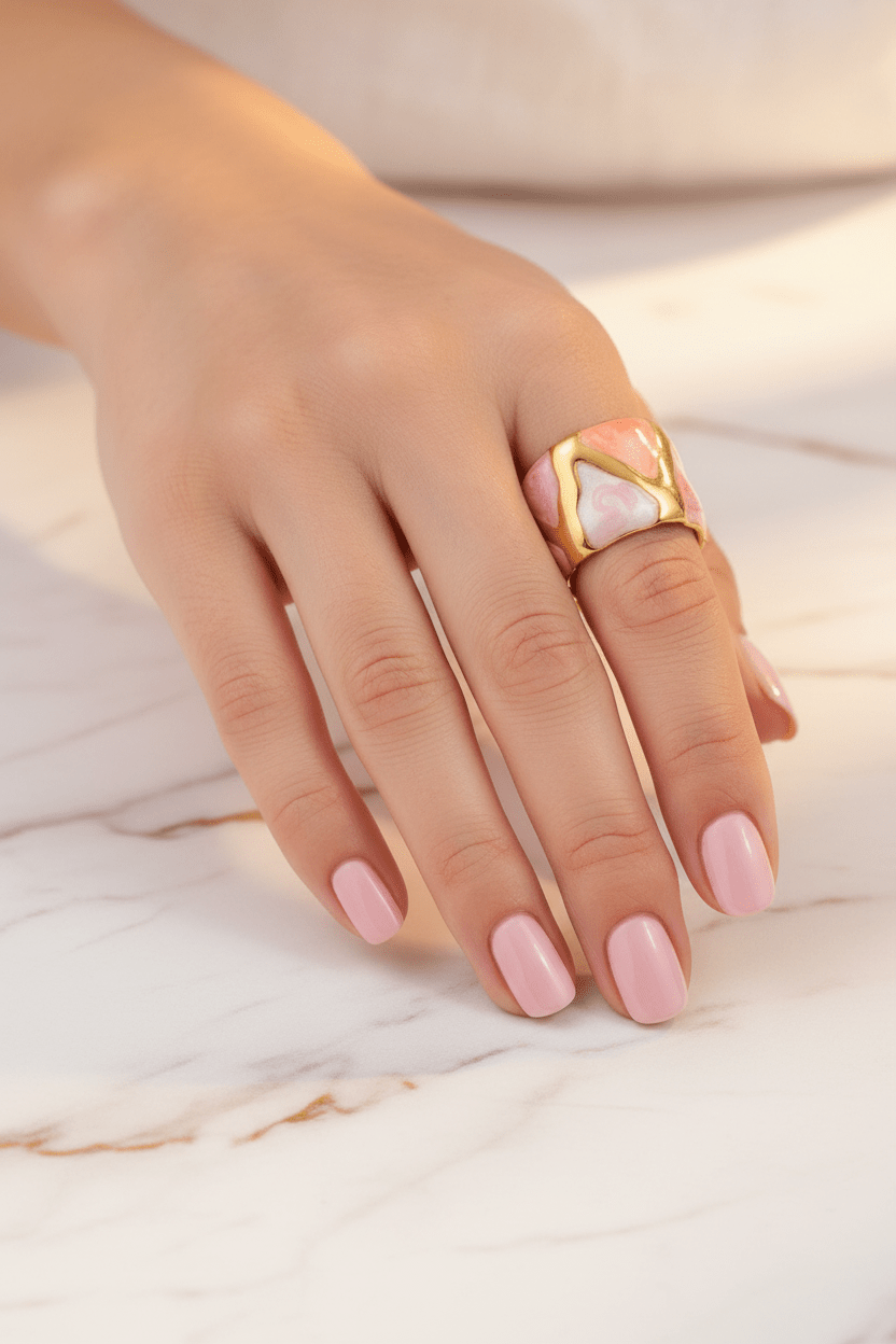 Pink Ring Hand on Marble