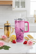 Pink Tumbler - Strawberries & Gold
