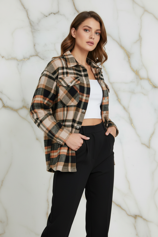 Plaid Shirt Jacket Angle Pose