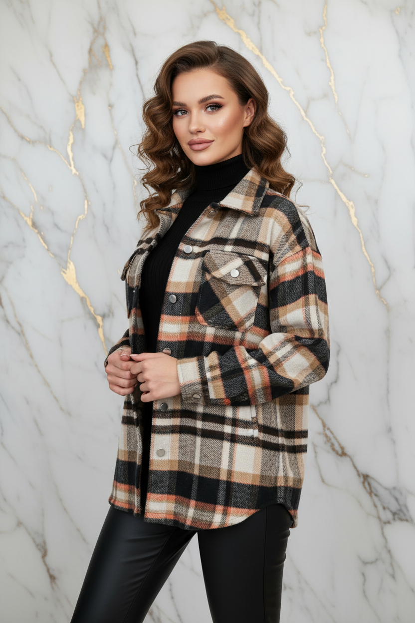 Plaid Shirt Jacket Angle Pose