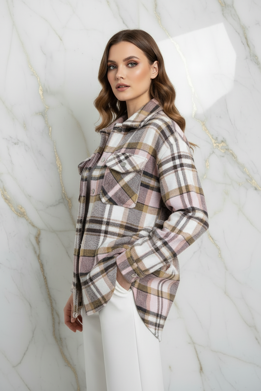 Plaid Shirt Jacket Angle Pose