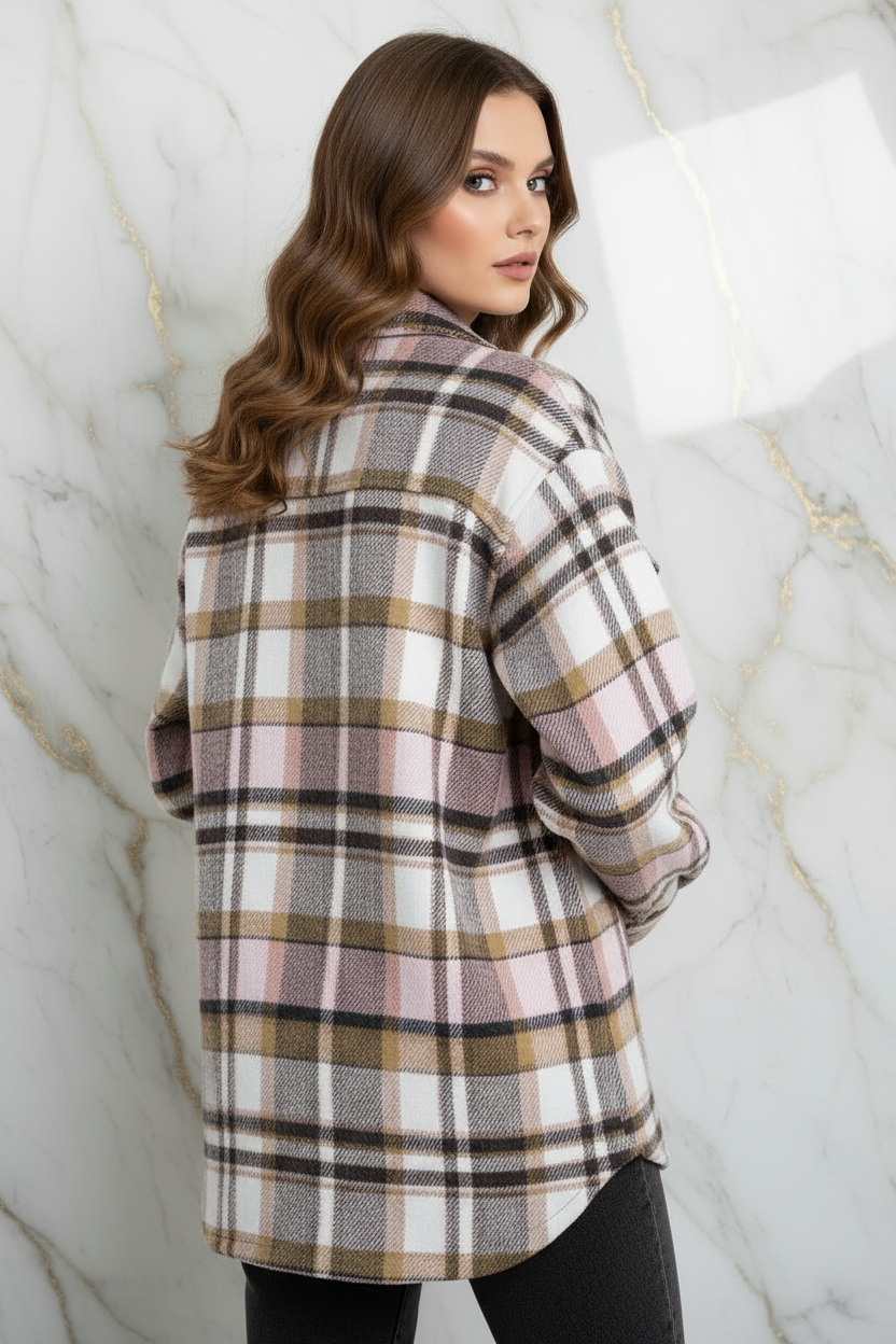 Plaid Shirt Jacket Back Pose