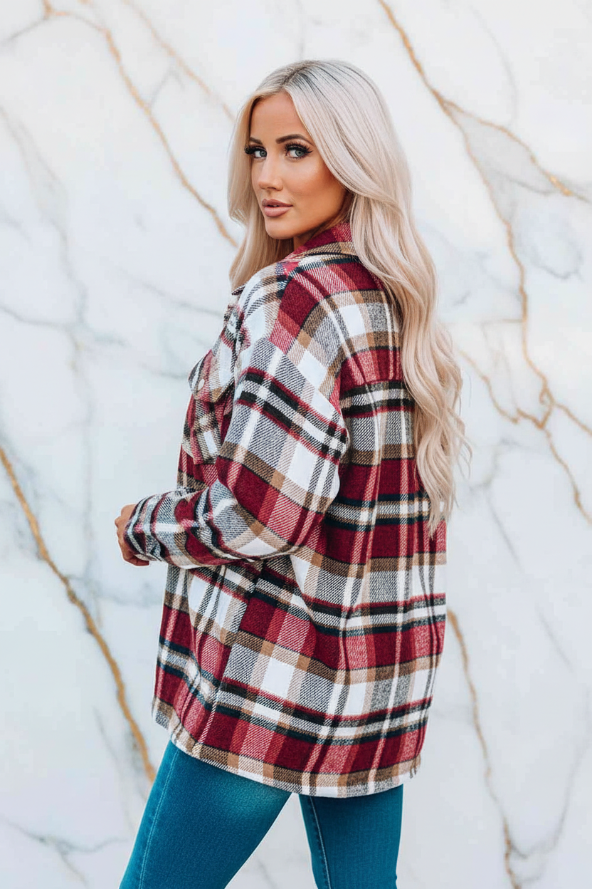 Plaid Shirt Jacket Back Pose