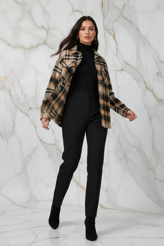 Plaid Shirt Jacket Dynamic Pose