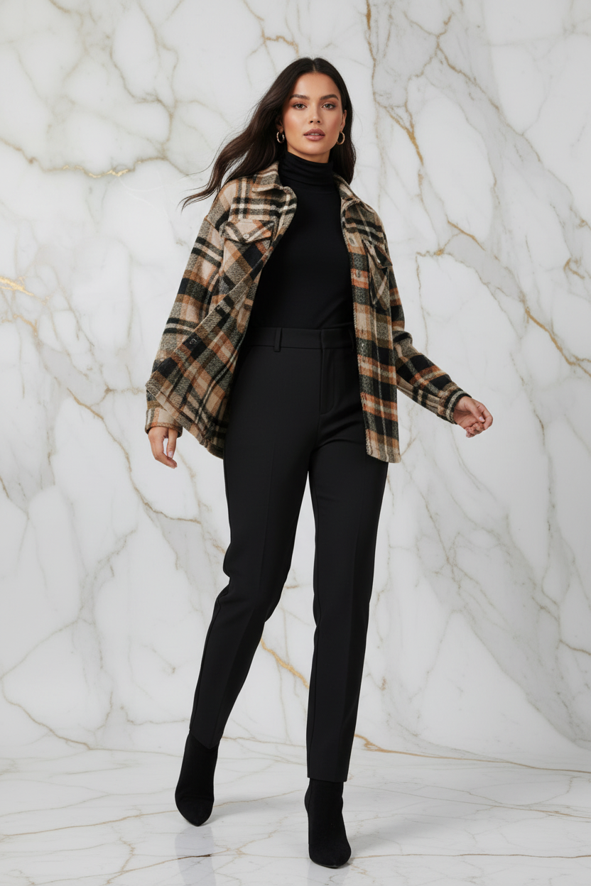 Plaid Shirt Jacket Dynamic Pose