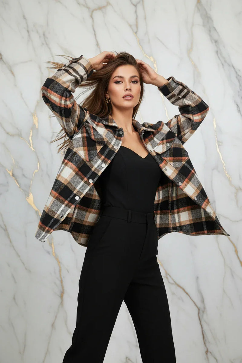Plaid Shirt Jacket Dynamic Pose
