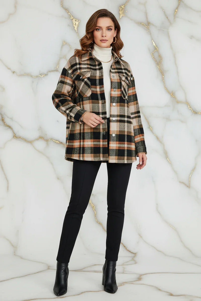 Plaid Shirt Jacket Front Pose