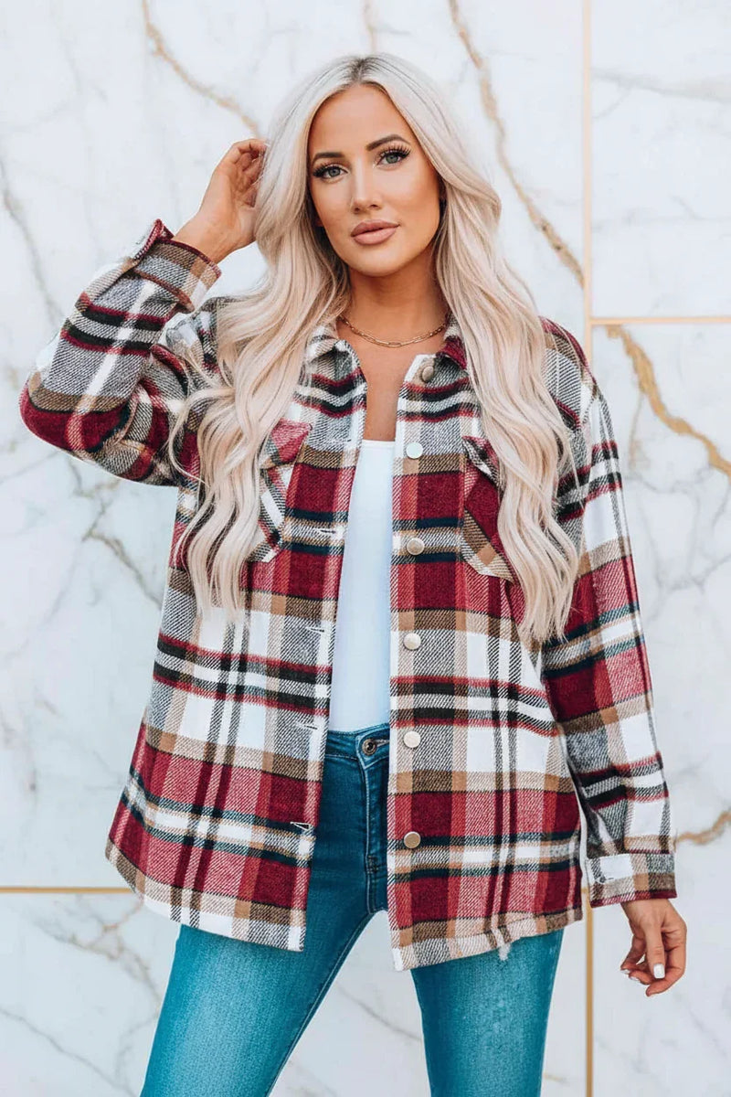 Plaid Shirt Jacket Front Pose