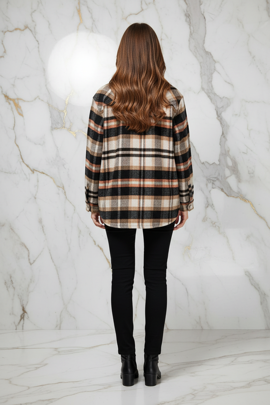 Plaid Shirt Jacket Full Back
