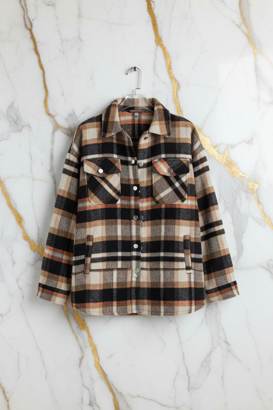 Plaid Shirt Jacket Hanging Front