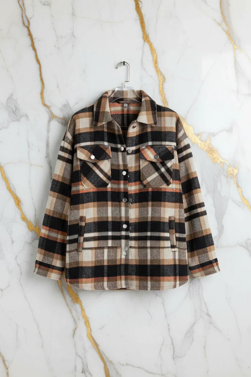 Plaid Shirt Jacket Hanging Front