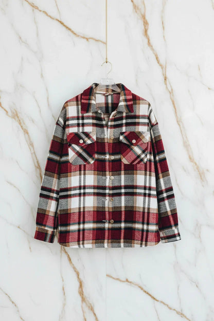 Plaid Shirt Jacket Hanging Front