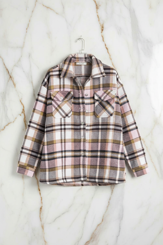 Plaid Shirt Jacket Hanging Front