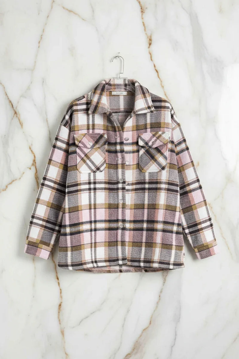 Plaid Shirt Jacket Hanging Front