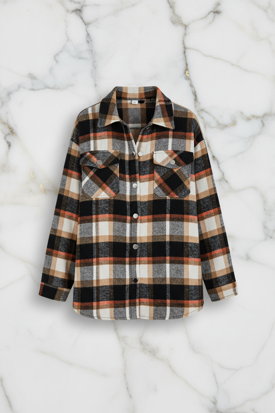 Plaid Shirt Jacket Hanging Front