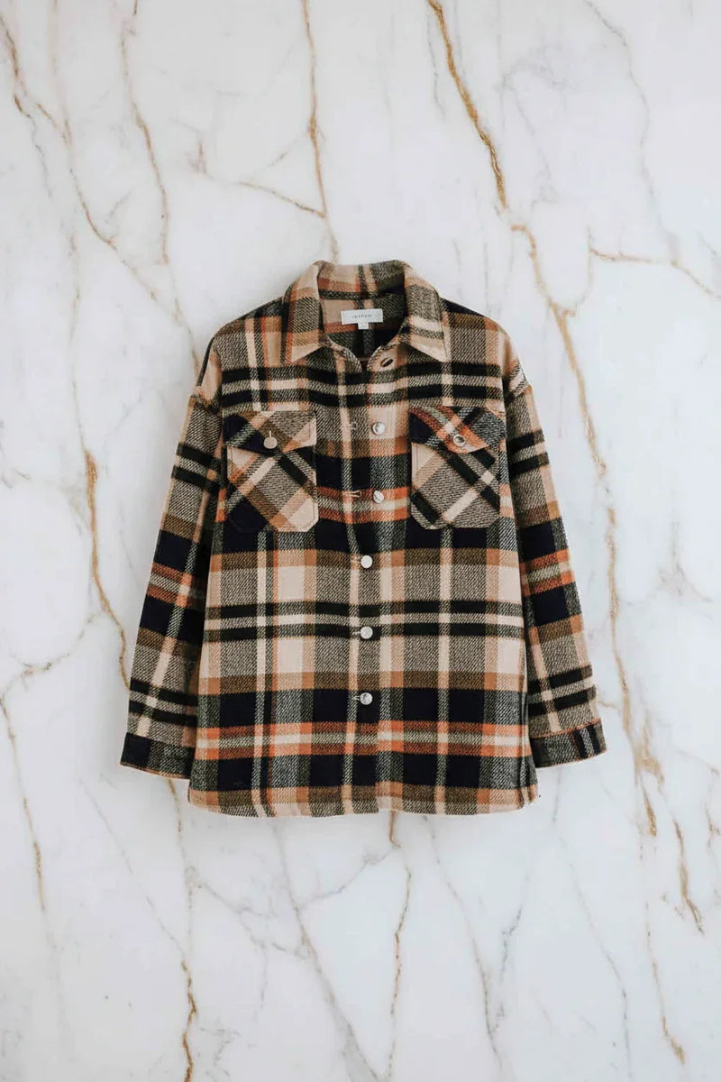 Plaid Shirt Jacket Hanging Front