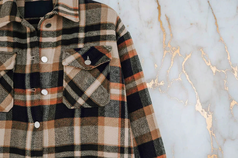 Plaid Shirt Jacket Pocket Detail