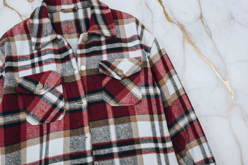 Plaid Shirt Jacket Pocket Detail