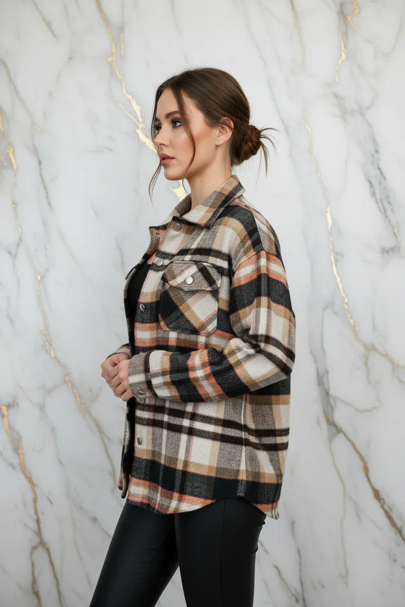 Plaid Shirt Jacket Side Pose