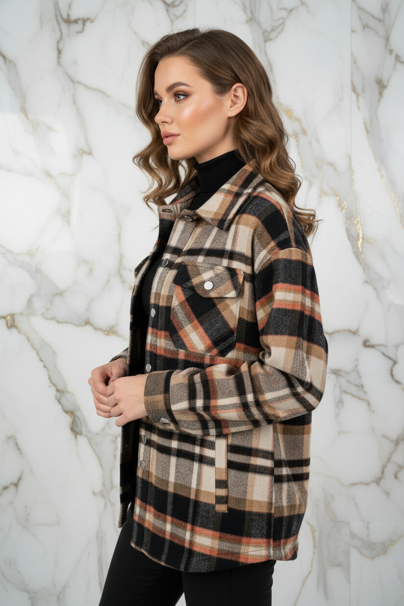 Plaid Shirt Jacket Side Pose