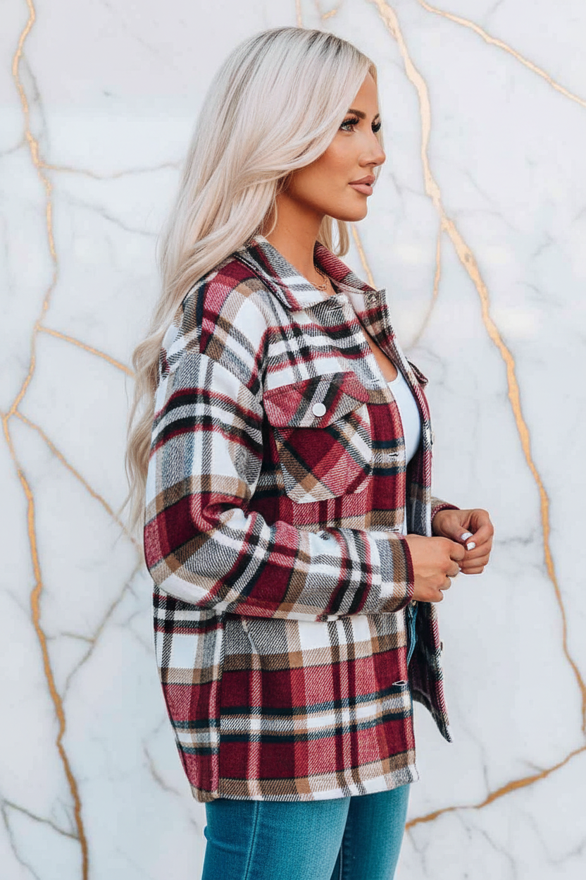 Plaid Shirt Jacket Side Pose