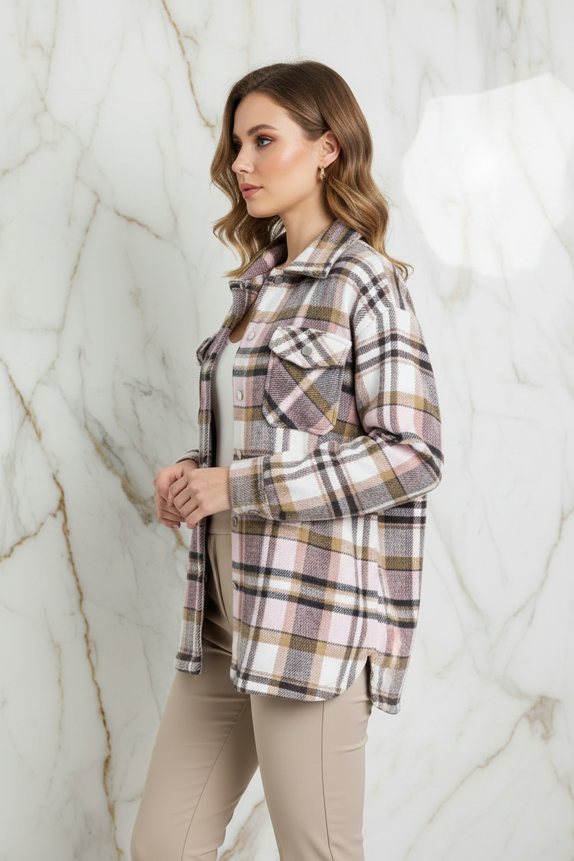 Plaid Shirt Jacket Side Pose