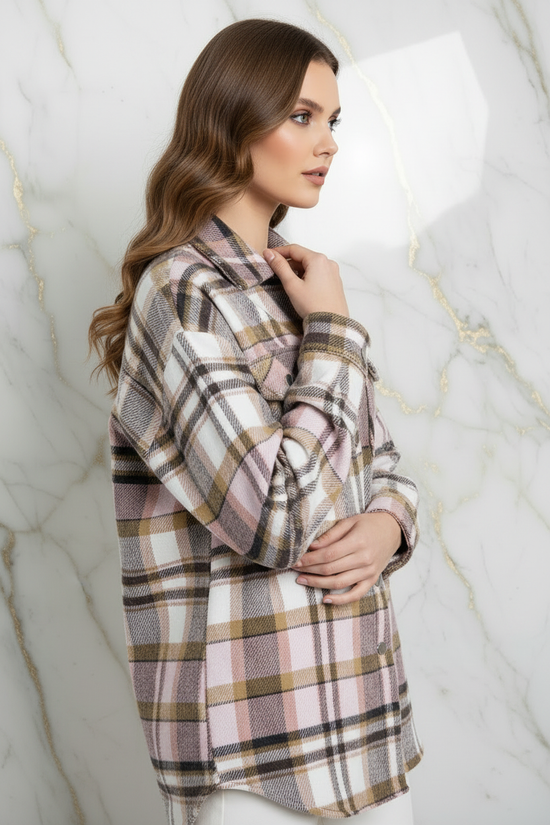 Plaid Shirt Jacket Side Pose