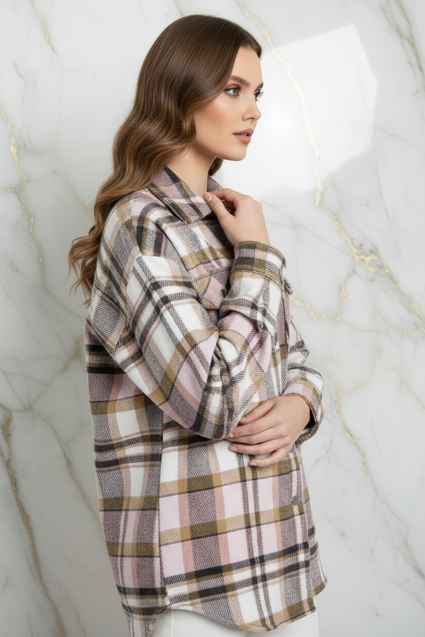 Plaid Shirt Jacket Side Pose